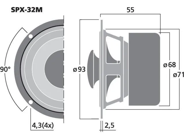Hi-fi širokopásmový reproduktor MONACOR SPX-32M, 20 W, 8 Ω (2)