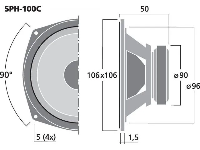 Hi-fi stredobasový reproduktor Monacor SPH-100C, 30 W, 8 Ohm (3)
