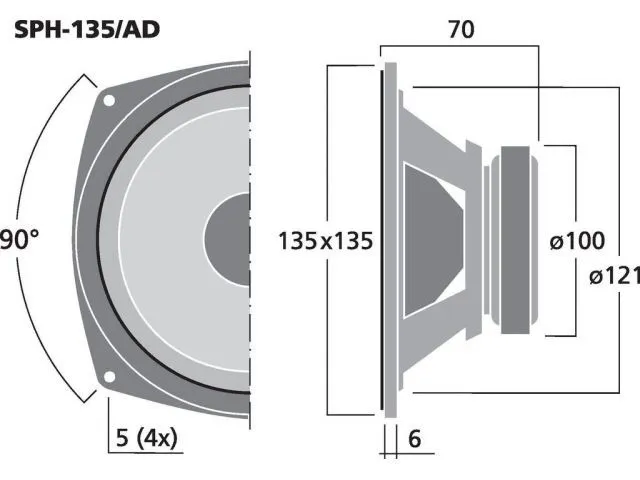 Hi-fi stredobasový reproduktor Monacor SPH-135/AD, 40 W, 8 Ohm (3)