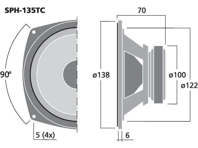 Hi-fi stredobasový reproduktor Monacor SPH-135TC, 2 x 30 W, 2 x 8 Ohm (3)