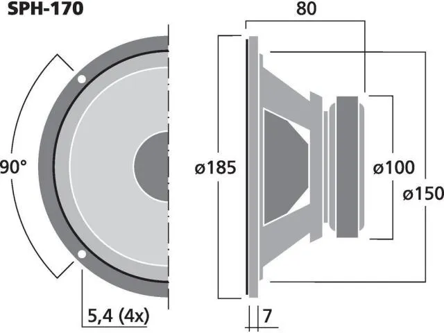 Hi-Fi stredobasový reproduktor Monacor SPH-170, 50 W, 8 Ohm (3)
