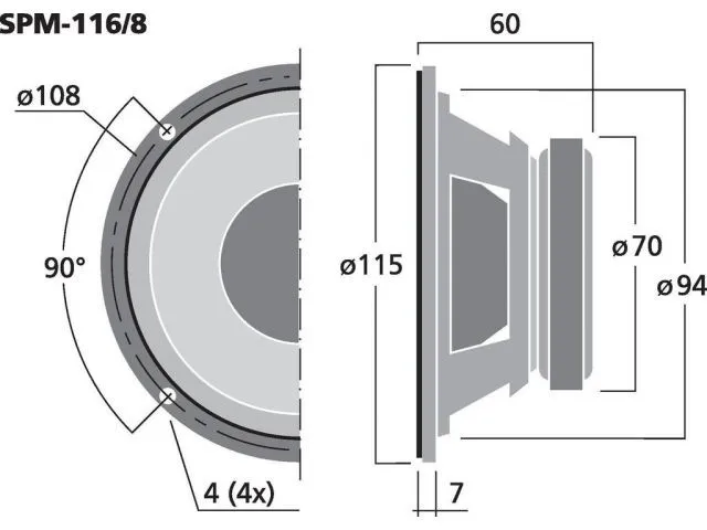 Hi-fi stredobasový reproduktor Monacor SPM-116/8, 40 W, 8 Ohm (3)