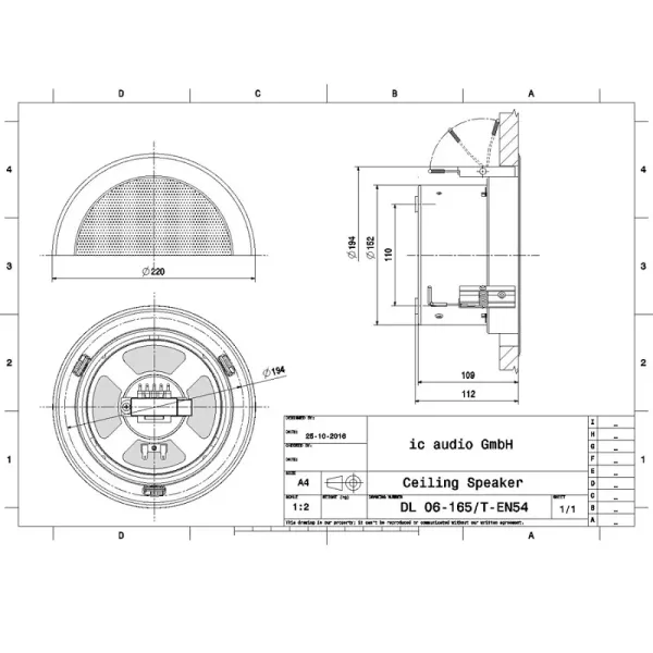 ic audio DL 06-165/T-EN54 stropný reproduktor 6 W / 100 V (2)