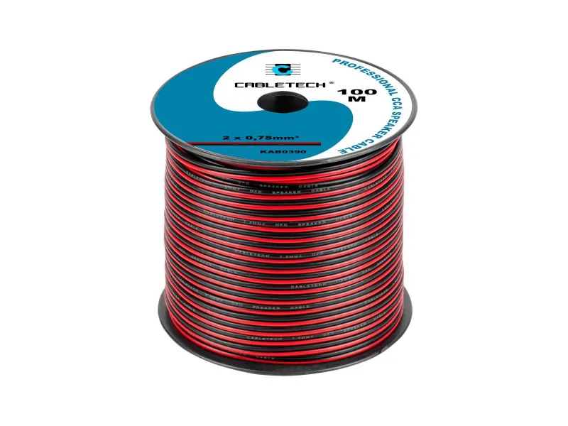 Kábel REPRO. 2x 0,75mm CCA čier-červ(100m) (1)
