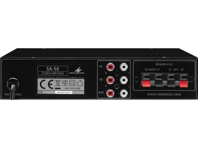 kompaktný univerzálny stereo zosilňovač Monacor SA-50 (3)