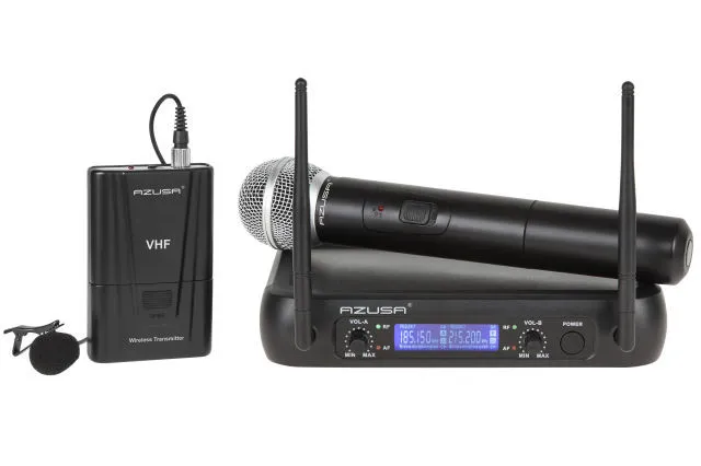 Mikrofón bezdrôtový VHF AZUSA WR-358LD ručný+klip 2-kanál (1)