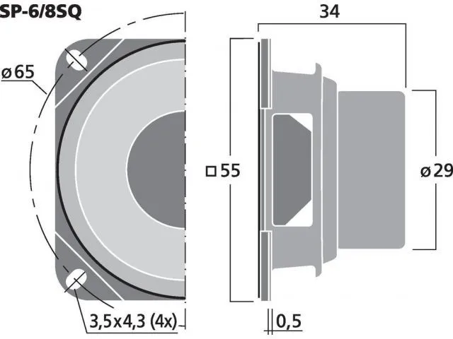 Miniatúrny reproduktor MONACOR SP-6/8SQ, 10 W, 8 Ω (2)