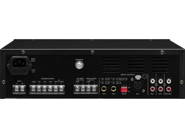 Mono mixážny PA zosilňovač triedy D Monacor PA-803DAP, MP3, USB/SD, FM, DAB+, BT, 30 W (5)