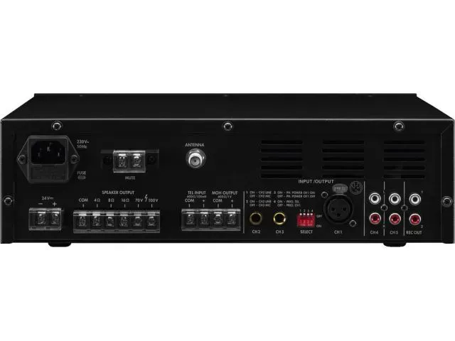 Mono PA mixážny zosilňovač Monacor PA-806DAP, trieda D, MP3, USB/SD, FM, DAB+, BT, 60 W (2)