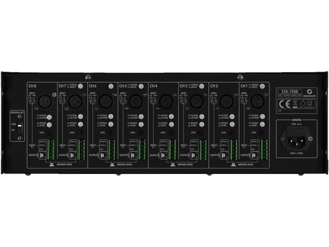 Multi-kanálové PA zosilňovače Monacor STA-1508 (3)