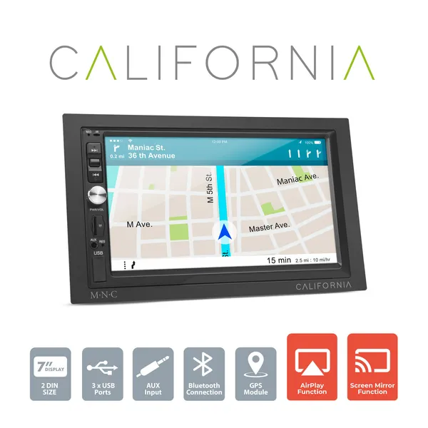 Multimediálny prehrávač  "California" - 2 DIN - 4 x 50 W - WiFi - BT - MP5 - AUX - SD - USB (1)