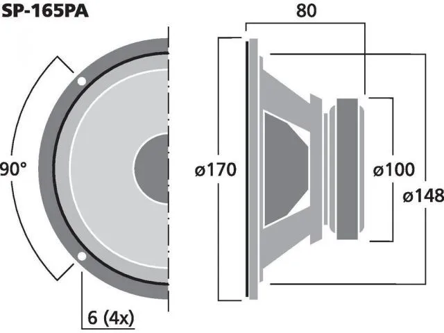 PA a výkonný stredový reproduktor Monacor SP-165PA, 50 W, 8 Ohmov (3)