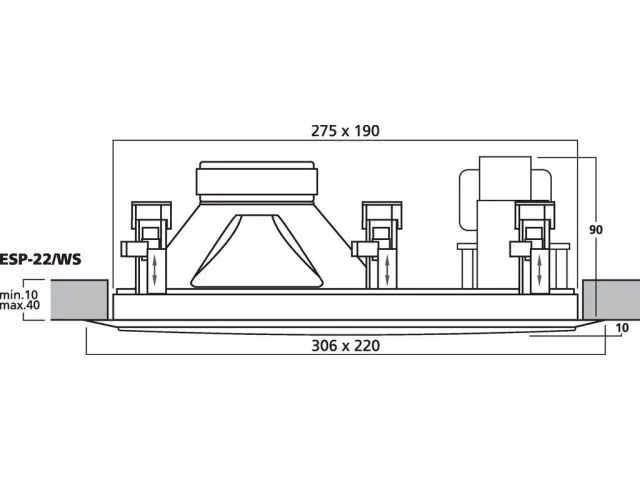 PA hi-fi nástenné a stropné reproduktory Monacor ESP-22/WS (3)