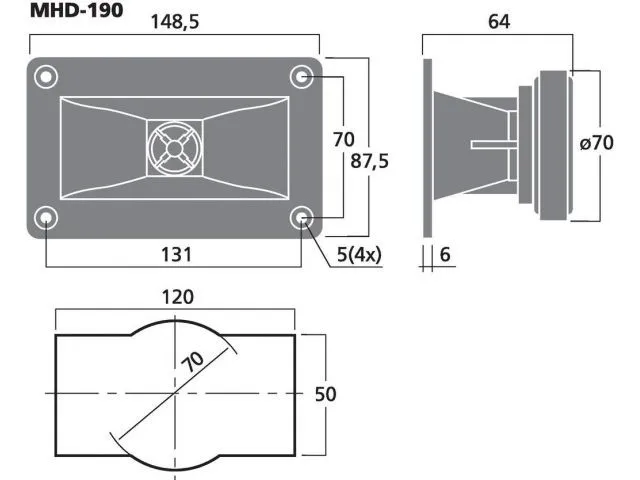 PA horn výškový reproduktor MONACOR MHD-190, 25 W, 8 Ω (3)
