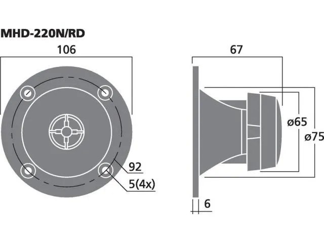 PA horn výškový reproduktor MONACOR MHD-220N/RD, 30 W, 8 Ω (2)
