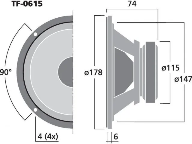PA stredobasový reproduktor CELESTION TF-0615, 100 W, 8 Ohmov (4)