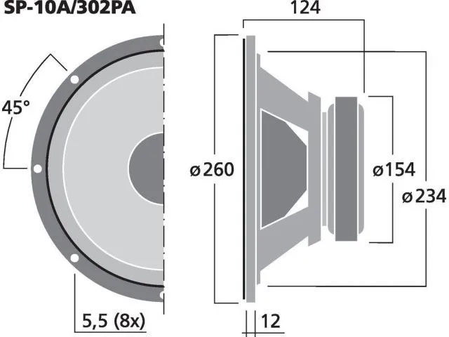 PA stredobasový reproduktor Monacor SP-10A/302PA, 300 W, 8 Ohmov (2)