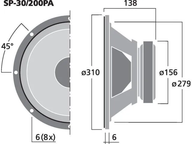 PA stredobasový reproduktor Monacor SP-30/200PA, 200 W, 8 Ohmov (3)