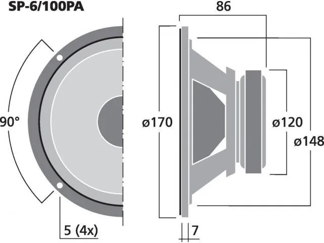 PA stredový reproduktor Monacor SP-6/100PA, 100 W, 8 Ohmov (3)