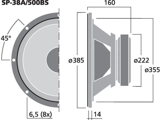 PA subwoofer Monacor SP-38A/500BS, 500 W, 8 Ohmov (3)