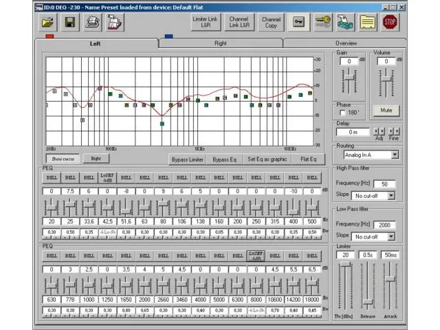Digitálny parametrický / grafický stereofónny ekvalizér s 2 x 30 pásmami Monacor DEQ-230 (2)