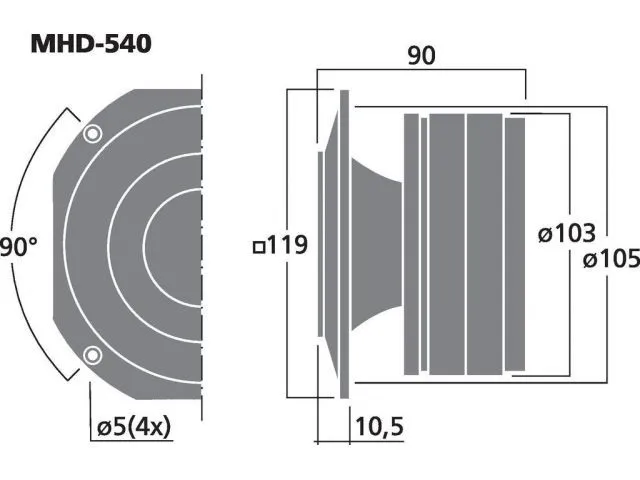 Profesionálny PA prstencový reproduktor MONACOR MHD-540, 50 W, 8 Ω (3)