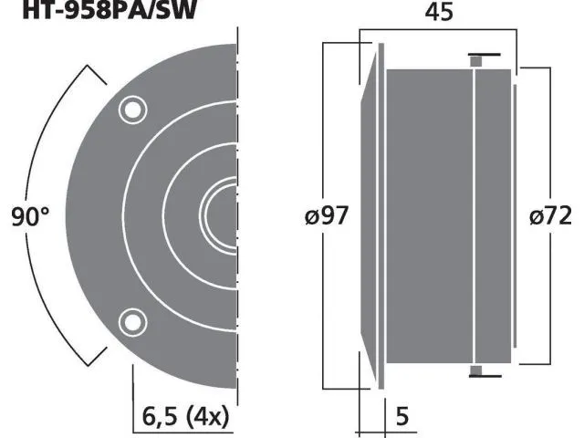 Prstencový výškový reproduktor MONACOR HT-958PA/SW, 30 W, 8 Ω (3)