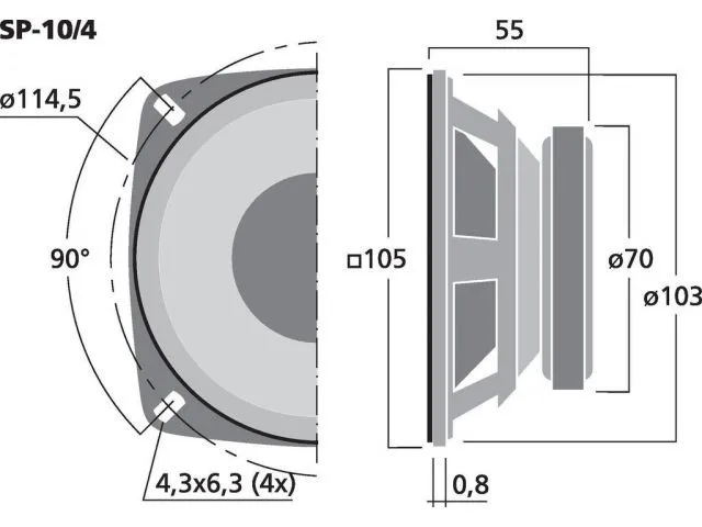 Širokopásmový reproduktor Monacor SP-10/4, 15 W, 4 Ohm (2)