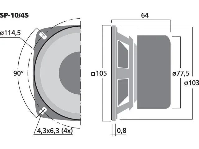 Širokopásmový reproduktor Monacor SP-10/4S, 15 W, 4 Ohm  (2)