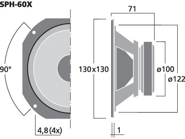 Širokopásmový reproduktor Monacor SPH-60X, 30 W, 8 Ohmov (3)