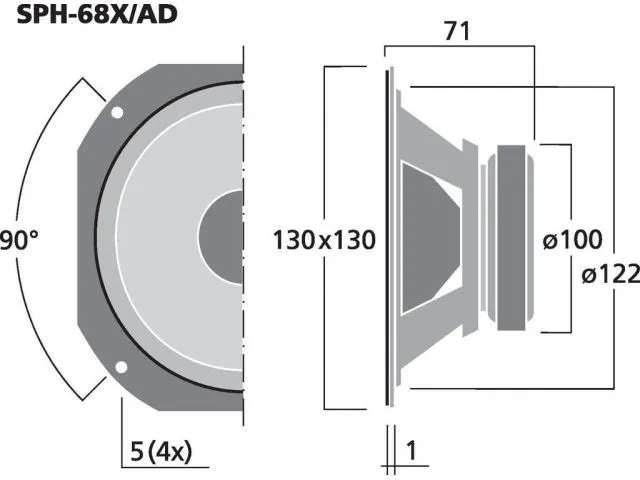 Širokopásmový reproduktor Monacor SPH-68X/AD, 30 W, 8 Ohmov (3)