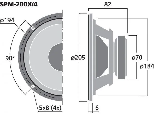 Širokopásmový reproduktor Monacor SPM-200X/4, 30 W, 4 Ohm (2)