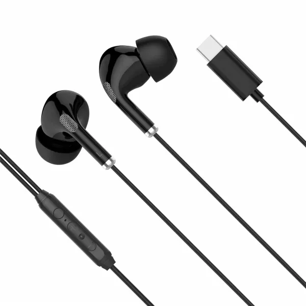 Slúchadlá do uší s mikrofónom Krüger&Matz C1 USB-C, čierne (1)