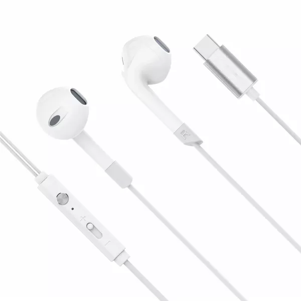 Slúchadlá do uší s mikrofónom Krüger&Matz C2 USB-C, biele (1)