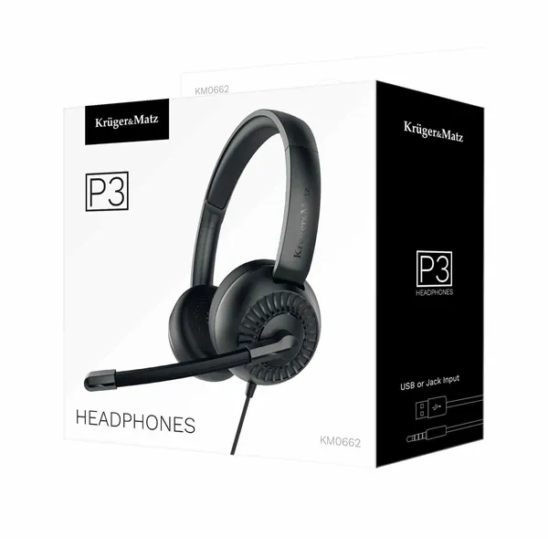 Slúchadlá s mikrofónom USB Krüger&Matz P3 Jack + USB (7)