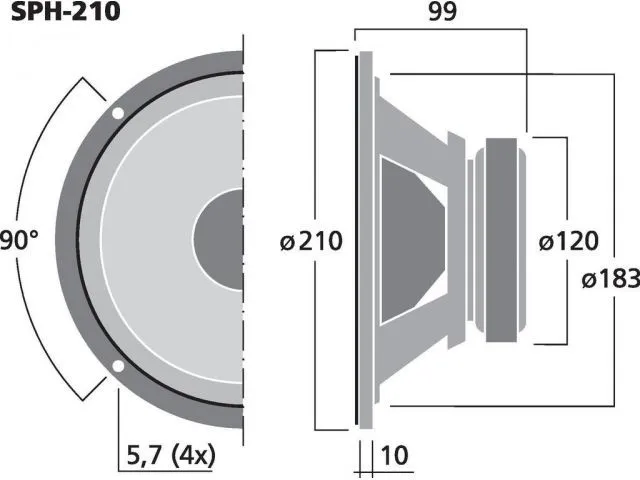 Basový reproduktor Monacor SPH-210, 150 W, 8 Ohm (3)