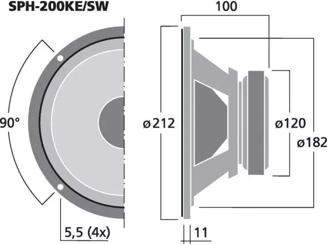Špičkový hi-fi basový reproduktor Monacor SPH-200KE/SW, 120 W, 8 Ω (2)
