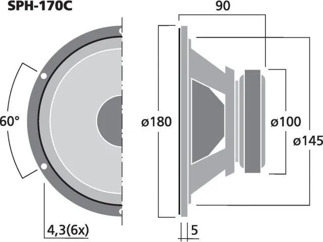 Špičkový stredobasový reproduktor Monacor SPH-170C, 60 W, 8 Ohmov (3)
