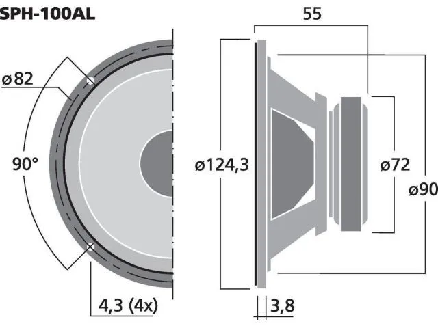 Špičkový stredový reproduktor Monacor SPH-100AL, 40 W, 8 Ohmov (3)