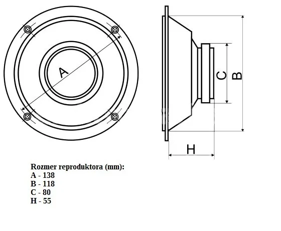 Basový reproduktor Dibeisi DBS C5005-4, 75 W, 4 Ohm (3)