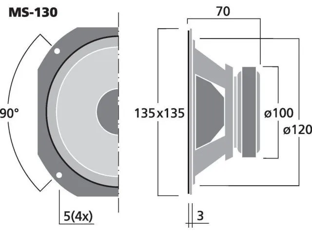 Stredový reproduktor Monacor MS-130, 80 W, 8 Ohm (3)