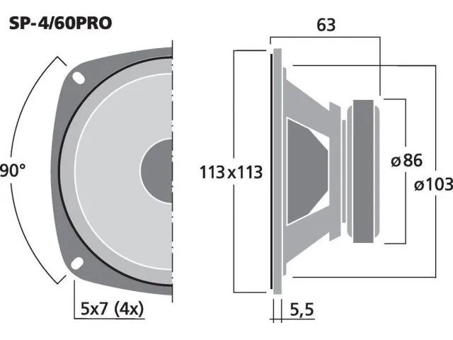 Stredový reproduktor MONACOR SP-4/60PRO, 30 W, 8 Ohm (2)