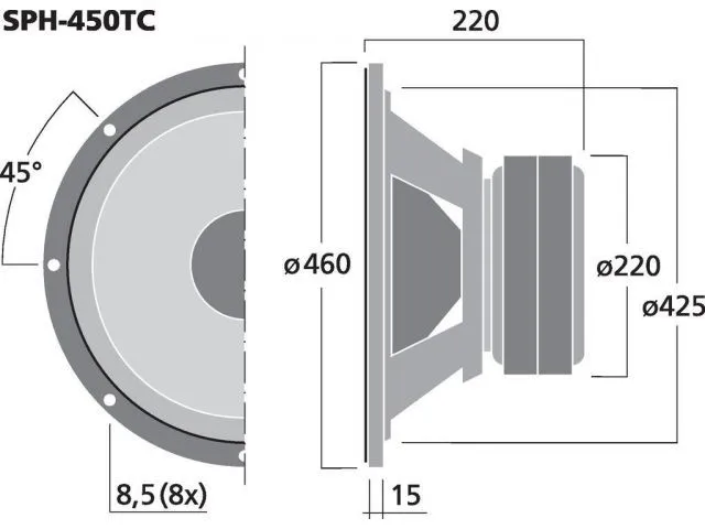 Subwoofer Monacor SPH-450TC, 2 x 350 W, 2 x 4 Ohm (3)