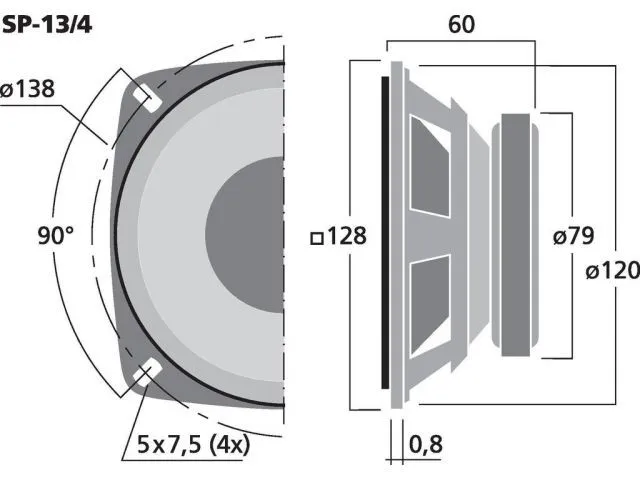 Univerzálny reproduktor MONACOR SP-13/4, 20 W, 4 Ω (2)