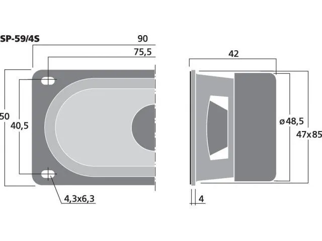 Univerzálny reproduktor MONACOR SP-59/4S, 3 W, 4 Ω (2)