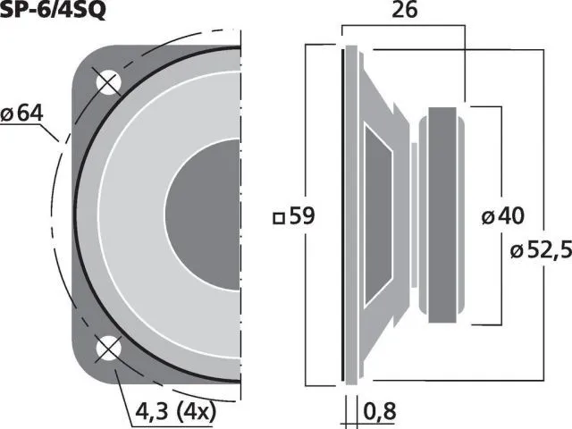 Univerzálny reproduktor MONACOR SP-6/4SQ, 3 W, 4 Ω (2)