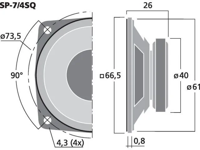 Univerzálny reproduktor MONACOR SP-7/4SQ, 8 WMAX, 4 WRMS, 4 Ω (2)