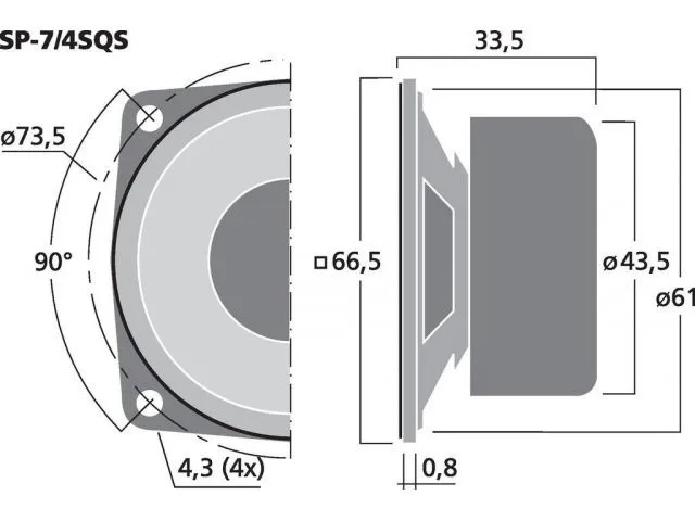 Univerzálny reproduktor MONACOR SP-7/4SQS, 8 WMAX, 4 WRMS, 4 Ω (2)