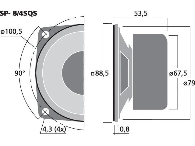 Univerzálny reproduktor MONACOR SP-8/4SQS, 10 W, 4 Ω (2)