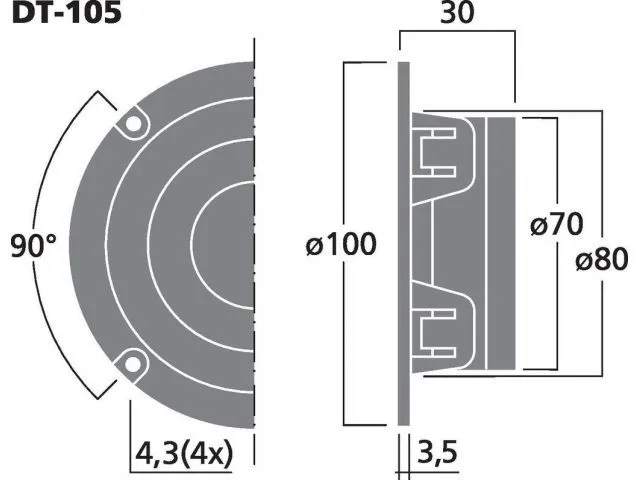Výškový reproduktor MONACOR DT-105, 30 W, 8 Ohm (3)